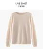 Nuevo Suéter de Punto para Mujer Otoño/Invierno de Primera Línea, Cuello Redondo, 100% Cachemira, Color Liso, Manga Larga, Capa Base