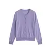 Cardigan Tejido Maven Lin Elegante e Intelectual Hilo Yangzi 100% Lana Finamente Hilada Lavable a Máquina Suéter de Punto para Mujer Cuello Redondo
