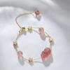 Pulseira Badu de Cristal de Morango Natural Feminina Presente para Namorada
