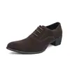 Colección de primavera transfronteriza: Zapatos de tacón alto con cordones y punta fina, calzado de moda formal y business casual, zapatos cubanos de talla grande, zapatos para hombre que aumentan la altura