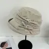 Chapéu de Pescador Japonês Simples com Laço e Aba Dobrável Feminino Outono Inverno Lã Grossa Quente Feltro Retrô Moda Versátil Chapéu Balde