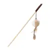 Palo para gatos de madera maciza con ratón de tela, pluma y cascabel, juguete para mascotas duradero y resistente a los arañazos, directo de fábrica