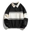 Suéter de diseño personalizado de color de contraste retro de otoño para hombres y mujeres, nueva marca de moda, estilo universitario holgado, top informal para parejas