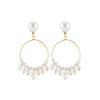 Pendientes de perlas de tamaño circular exagerado distintivos de estilo coreano para mujer, de moda retro, delgados, combinables con todo, elegantes, de celebridades de Internet.