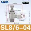 Válvula de Control de Velocidad de Giro Rápido Niquelada en Cobre Válvula de Aceleración Tuerca de Bloqueo Sl Conector Neumático Control de Velocidad Unidireccional Conector Rápido para Tubo Grande de PU