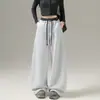 Calça Banana Foice Feminina Outono 2026 Nova Modelagem Estreita Drapeado Perna Curva Perna Larga Calça de Moletom Casual