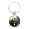 Acessórios estilo chinês Yin Yang Tai Chi Oito Trigramas Pegadas de Gato Pedra do Tempo Chaveiro Corrente de Chaveiro para Personalizar