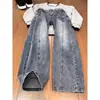 Jeans Vintage de Corte Curvo para Homens, Calças Retas Largas Estilo Americano para Primavera e Outono, Calças Casuais Largas Frescas e Modernas