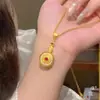 Collar Colgante Rotatorio de Esmalte Dorado con Retención de Color, Nueva Cadena para Clavícula de Perlas de la Fortuna Estilo Chino