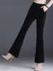 Pantalones de pana de talla petite, ligeramente acampanados, para mujer, nueva colección otoño/invierno 2026, de tiro alto, talla grande, pantalones casuales para mujeres de mediana edad