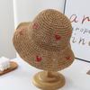 Sombrero de Paja de Verano Dulce y Lindo para Mujer Vacaciones en la Costa Protección Solar Sombrero para el Sol Anti-UV Sombrero para el Sol Amor Ala Grande