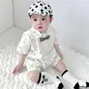Mameluco de bebé de algodón puro de verano de manga corta estilo delgado ha ropa para bebés triángulo con entrepierna de broches para salir