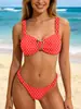 Huludao Ropa de baño Estilo Europeo y Americano Color Sólido Traje de Baño Bikini de Dos Piezas de Cintura Alta Bikini