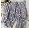 Traje de Pijama Arcoíris Invierno Engrosado Dibujos Animados Durazno Pijamas Ropa de Casa para Mujer Coral Fleece Moderno Holgado