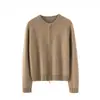 Nuevo Estilo Cardigan de Cachemir de Hilo de Punto para Mujer Engrosado Cremallera Corta Manga de Hombro de Silla Casual Suéter de Punto Holgado Simple
