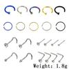Fábrica 22 set mixto de perforación acero inoxidable clavo para la nariz anillo para la nariz clavo para la nariz C anillo para la nariz clavo para la nariz en forma de 7