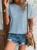 Nova Estação Independente Amazon Ebay Verão Europeu e Americano Nova Cor Pura Manga Curta Recorte Casual Camisa Cruzada Spot