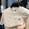 Camiseta Masculina Manga Curta Bordada em Jacquard de Luxo Transfronteiriça, Roupas Masculinas Casuais de Verão de Alta Qualidade Atacado