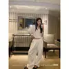 Pantalones Casuales de Tencel con Cintura de Cordón Elástico para Mujer, Versátiles de Primavera, Estilo Coreano, Holgados de Pierna Ancha