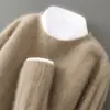 Suéter de Lana para Hombre Otoño e Invierno, Cuello Redondo, Tejido Grueso de Siete Puntos, Camiseta Base de Punto Acanalado Holgada Casual