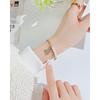 OPK Personalidad Europea y Americana Moda Commuter Versátil Zirconia Corazón de Melocotón Acero Titanio Pulsera Diseño Nicho Pulsera de Perlas de Agua Dulce