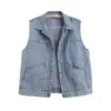 Chaleco de Mezclilla Talla Grande para Mujer 2025 Primavera y Otoño Nuevo Chaqueta Holgada sin Mangas Versátil Chaleco con Bolsillo de Solapa Top Exterior para Mujer