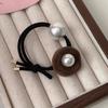 Parte de terciopelo ~ tocado simple de anillo para el pelo alta elasticidad atar accesorios para el pelo coleta trasera cuerda para el pelo Corea del Sur banda de goma de perla