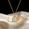 Collar Colgante Triangular Separado por Color de Venta Caliente Transfronterizo Europeo y Americano para Mujer Plata de Ley S925 Moda Lujo Ligero Versátil Personalidad Cadena para Clavícula