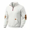 2026 Amazon Transfronterizo Retro Americano Otoño Talla Europea Sudadera Casual Simple para Hombre con Media Cremallera Cuello Alto Bloque de Color