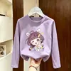 Camiseta de manga comprida para meninas, nova e estilosa, 2026 primavera e outono, blusa básica de algodão puro para meninas, top de outono fofo para crianças