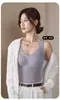 Chaleco térmico para mujer, chaleco de forro polar cepillado de doble cara con grafeno, ribete de encaje de otoño e invierno, diseño de copa integrada fija, se puede usar como capa exterior o como capa base