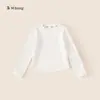 Roupa Infantil Bangxuan Crianças Maiores Segunda Pele Lisa Simples Camiseta Manga Longa Infantil Inverno Gola Redonda Top para Meninas