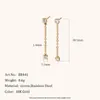 Pendientes de Diseño de Nicho de Moda Transfronteriza Europea y Americana, Pendientes de Cadena con Zirconia de Alto Grado Chapados en Oro de 18 Quilates de Acero Inoxidable para Mujer