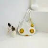 Bolsa de Paja de Hombro Único con Cara Sonriente Linda Estilo Nuevo Casual Tejida con Hilo de Algodón Hueco Bolsa de Playa para Vacaciones en la Costa