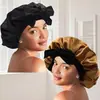 Gorro de dormir de seda de doble capa con cintas para comercio exterior transfronterizo, gorro de belleza y cuidado del cabello para mujer con amarre posterior, gorro de pañuelo para la cabeza con lazo