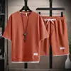 Nuevo Conjunto Deportivo Casual de Verano para Hombre Estilo Waffle, Camiseta de Manga Corta Holgada y Elegante, Conjunto Deportivo para Hombre