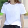 Top Casual de Color Sólido Liso de Moda Juvenil con Cuello Redondo Camisa Base Estilo Coreano para Mujer Camiseta Trendy de Manga Corta Ins