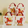 Bolsa de Regalo Año Nuevo del Caballo, Bolsa Tote Infantil Saludo de Año Nuevo, Bolsa Pequeña de Regalo para Recompensa de Estudiantes, Bolsa de Lona Souvenir