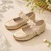Sapatos Mary Jane Flor de Pérola Multicor para Meninas, para Apresentações de Vestido e Uso Diário, Sapatilhas de Estilo Suave