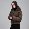 Nuevo abrigo de algodón de moda versátil para invierno 2026, diseño simple de solapa, estilo coreano, corte holgado, chaqueta de algodón cálida para mujer