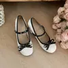 Sapatos Mary Jane de couro com salto grosso estilo francês para mulheres, novo modelo primavera e outono 2026, com laço e corte baixo, adequados para combinar com saias, sapatos de salto alto JK