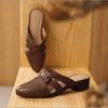 Jinbukang cm/piel de oveja/verano Baotou medias zapatillas de mujer de moda versátiles fondo suave fideos suaves con cuero romano de verano