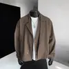 Blazer Design Único Falso Duas Peças para Homens, Estilo Coreano de Inverno, Jaqueta Curta Oversized Estilosa e de Alta Qualidade