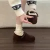 Sapatos Birkenstock Retrô Quentes e Espessos de Cobertura Total para Mulheres, Botas de Neve de Inverno em Camurça com Solado Grosso e Forro de Lã, Sapatos de Algodão, Mocassins
