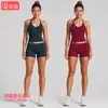 Conjunto de roupa de yoga transfronteiriço para mulheres, secagem rápida, lindo design nas costas, conjunto de colete para esportes ao ar livre, conjunto casual para corrida e fitness