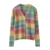 Nuevo Suéter de Punto Deshilachado con Cuello en V Otoño/Invierno, Suéter Cálido de Manga Larga de Color Sólido, Top Delgado 100% Cachemira Pura para Mujer
