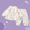 Outono e Inverno Novos Pijamas Infantis Roupas de Casa Conjunto Pai e Filho Menina Doce Fofo Renda Crianças Médias e Grandes Estilo Princesa