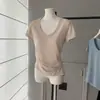 Camiseta de Manga Corta Color Rojo Rosa Puntuación Perfecta Zizai para Mujer Cuello en V Protector Solar Cubre-Todo Top Holgado