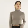 Suéter Fino de Lana para Mujer Cuello Alto Delgado Delgado Invierno Color Sólido Tejido Interior Manga Larga Camisa Base de Lana