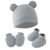 Comercio exterior europeo y americano gorro para llanta de recién nacido guantes antiarañazos cubrepiés gorro de bebé guantes de bebé cubrepiés juego de tres piezas 8327